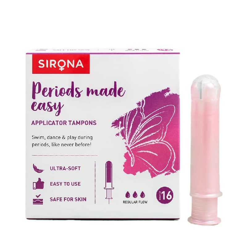 Sirona Regular Flow Tampons with Applicator, 16 Pads-1.webp